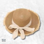 Chapeau de Paille Bohème beige et blanc pour femme