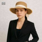 Chapeau de Paille beige avec détails blancs pour un style bohème