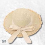Chapeau de paille bohème blanc et crème pour femme