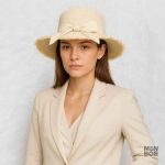 Chapeau de paille élégant blanc crème, style bohème féminin