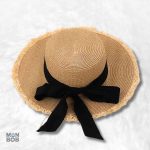 Chapeau de paille femme bohème noir et beige