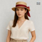 Chapeau de paille beige élégant pour femme