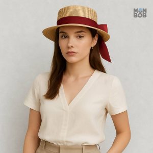 Chapeau de paille beige élégant pour femme