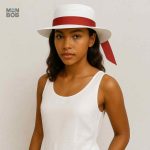 Chapeau de Paille Élégant en Blanc