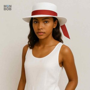 Chapeau de Paille Élégant en Blanc