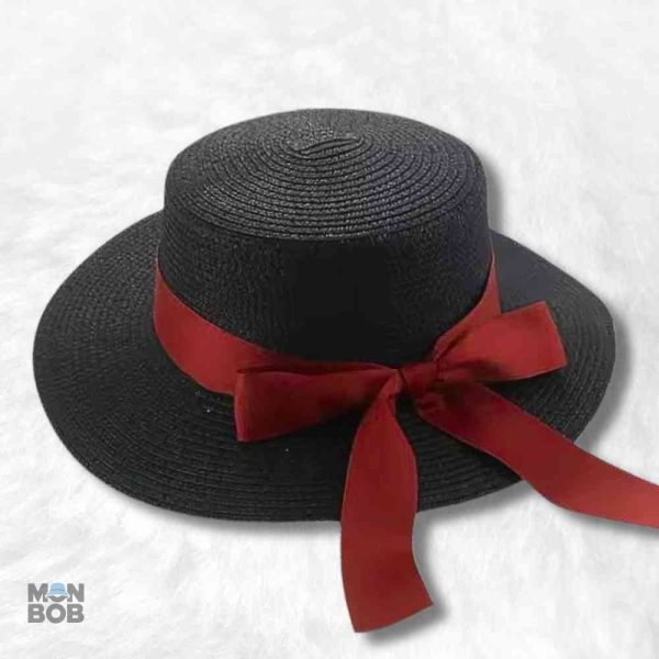 Chapeau de Paille Chic Noir pour Femme
