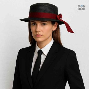 Accessoire de mode féminin en paille noire