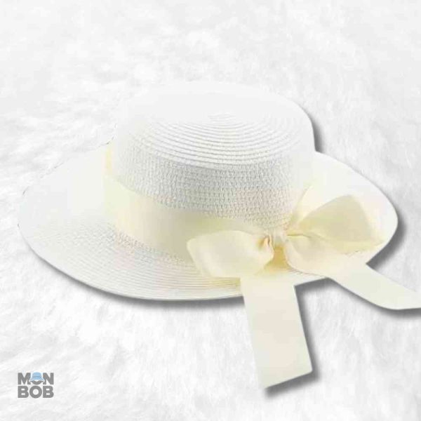 Chapeau de paille blanc pour femme, parfait pour l'été