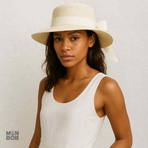 Chapeau d'été crème pour femme, style décontracté