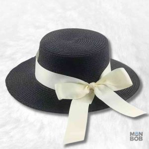 Chapeau paille femme été noir élégant et stylé