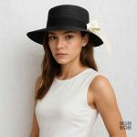 Chapeau d'été noir en paille pour femme