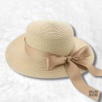 Chapeau de paille crème pour femme, idéal pour la plage