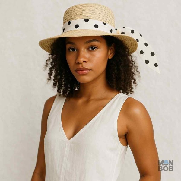 Chapeau vintage crème en paille pour femme