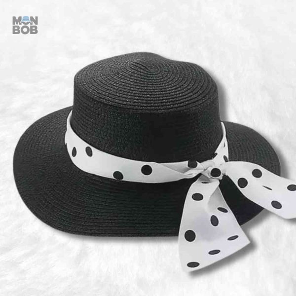 Chapeau de Paille Vintage noir pour femme
