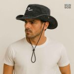 Chapeau noir pour homme, idéal pour se protéger du soleil