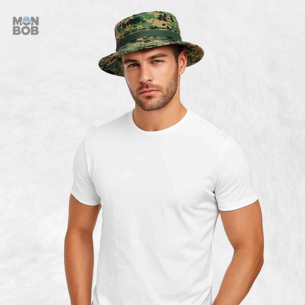 Chapeau militaire à motif camouflage pixelisé