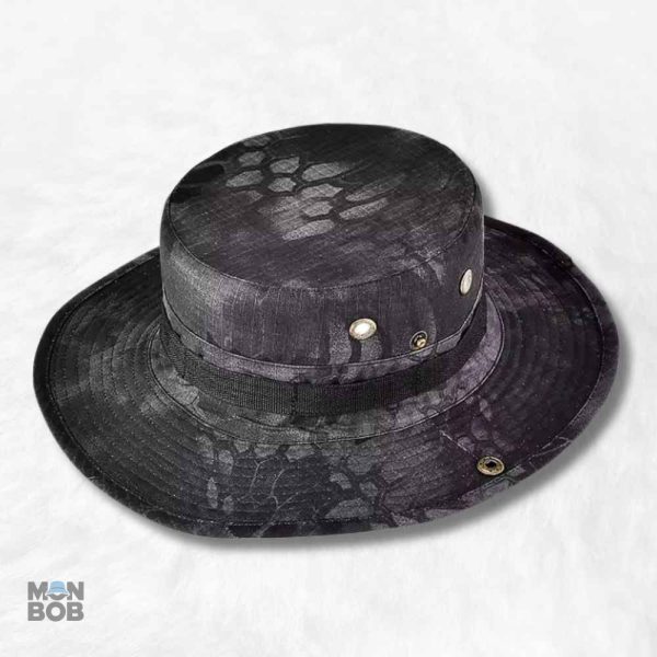 Chapeau militaire noir en motif crocodile