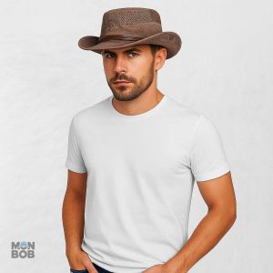 Chapeau marron pour homme, idéal pour la randonnée et les activités extérieures