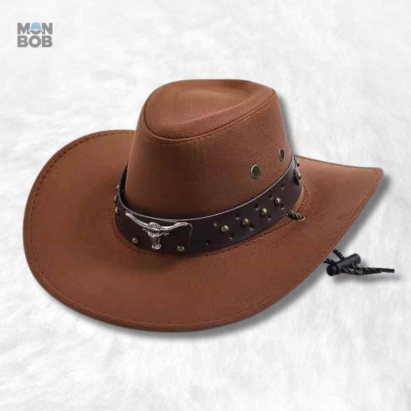 Chapeau Western marron pour femme, style cowboy élégant