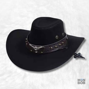Chapeau Western noir pour femme, style cowboy élégant