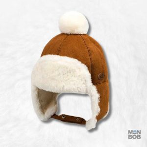 Chapka enfant camel avec pompon pour l'hiver