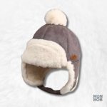Chapka enfant gris avec pompon