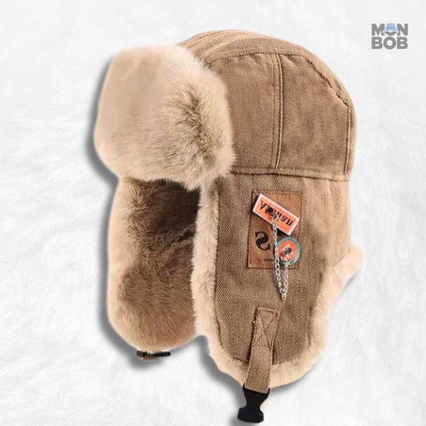 Chapka aviateur beige pour un look tendance et chaleureux