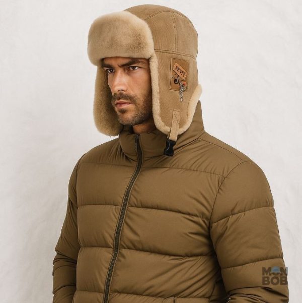 Chapeau aviateur beige, accessoire idéal pour l'hiver