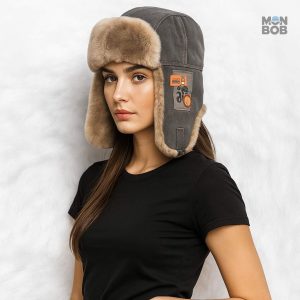 Accessoire d'hiver : chapka grise au style aviateur