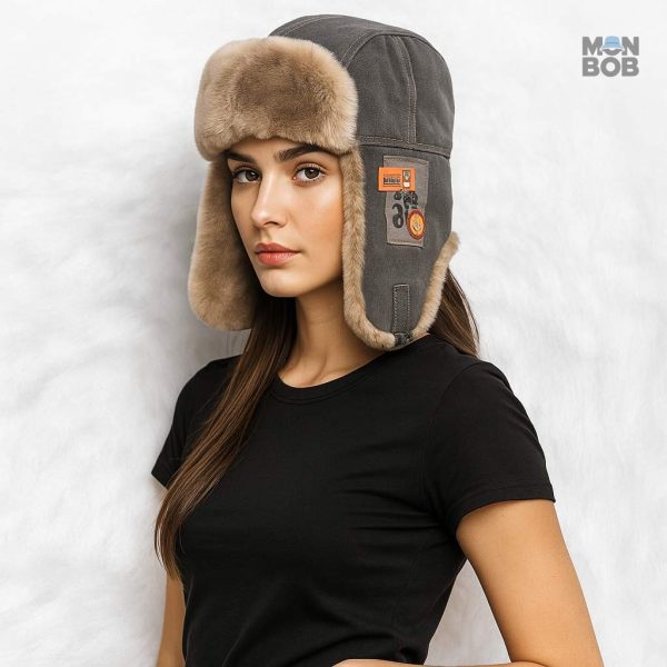 Accessoire d'hiver : chapka grise au style aviateur