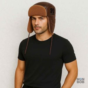 Chapka marron pour homme, look aviateur tendance