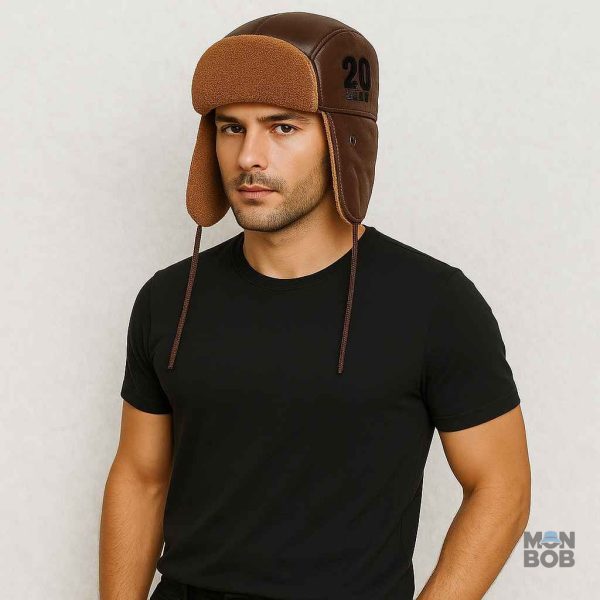 Chapka marron pour homme, look aviateur tendance