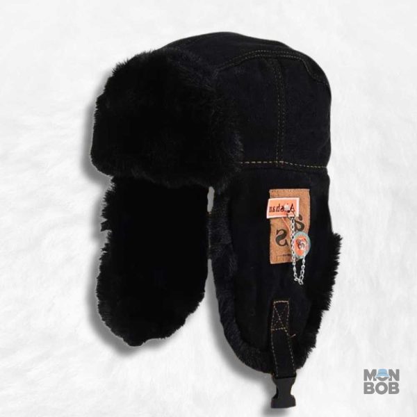 Chapka aviator noire élégante et chaude pour l'hiver
