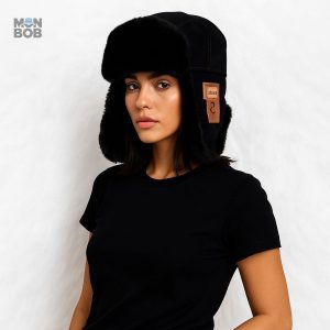 Accessoire hiver : chapka noire style aviateur pour homme