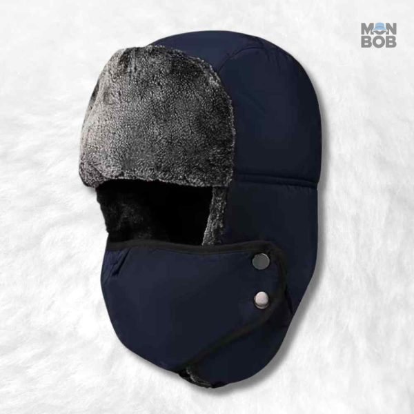 chapka-chasse-bleu-1 Chapka chasse bleu en fourrure pour l'hiver