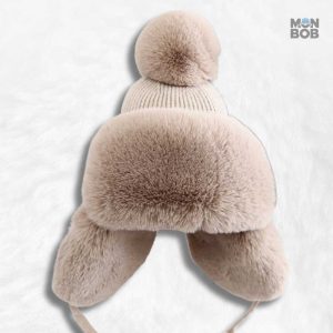 Chapka femme beige à fourrure pour un look élégant