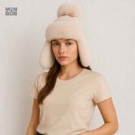 Accessoire hiver femme : chapka beige avec fourrure