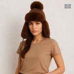 Chapka à fourrure pour femme, couleur marron