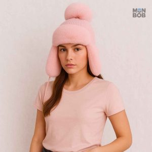 Chapka rose à fourrure pour femme, style tendance