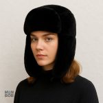 Accessoire chaud pour femmes, chapka noire en fourrure