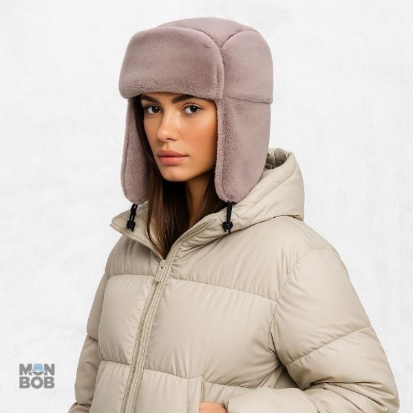 Chapka rose pastel pour femme, idéale pour le grand froid