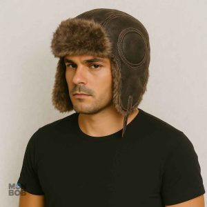 Chapka aviator pour homme en couleur café