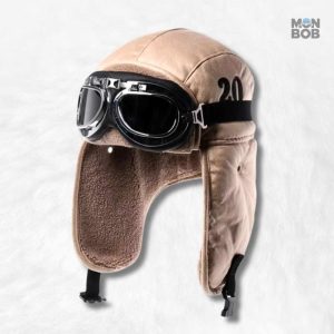Chapka beige avec lunettes intégrées