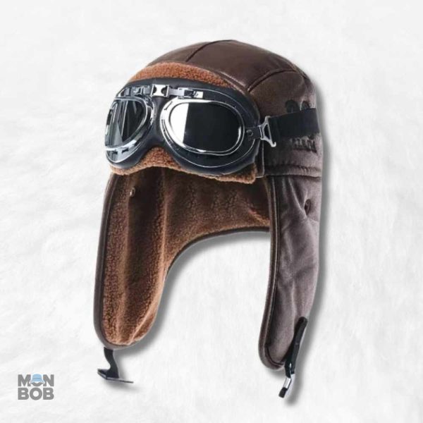 Chapka marron avec lunettes intégrées