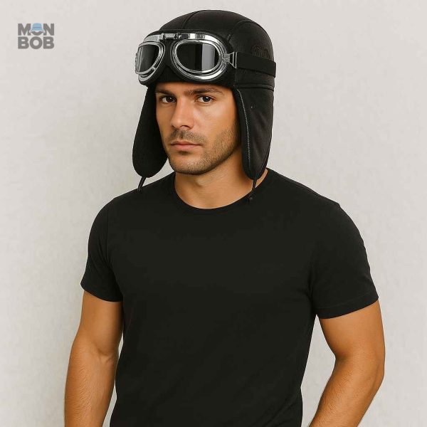 Accessoire chapka noir avec lunettes intégrées
