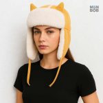 Accessoire de mode chaud : chapka à oreilles jaunes