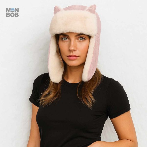 Accessoire hivernal : chapka rose avec protection oreilles