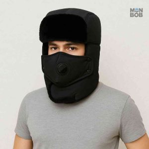 Accessoire de ski noir, chapka en tissu chaud et confortable